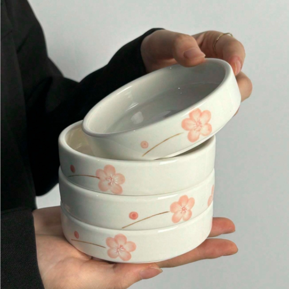 Set 4 Platos de Cerámica pequeños en Forma de Flor de Ciruelo - Imagen 3
