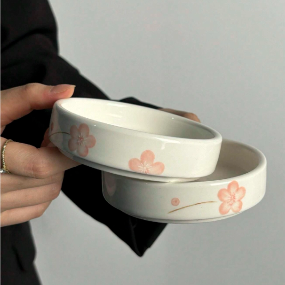 Set 4 Platos de Cerámica pequeños en Forma de Flor de Ciruelo