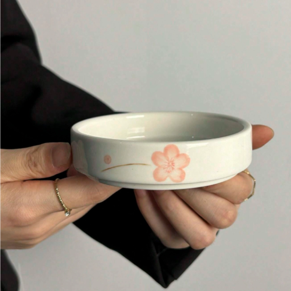 Set 4 Platos de Cerámica pequeños en Forma de Flor de Ciruelo - Imagen 2