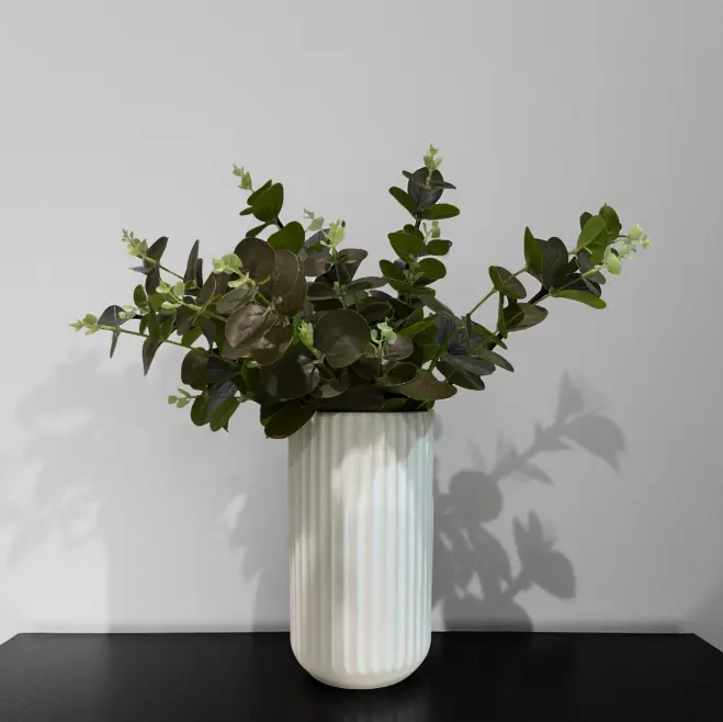 Jarrón de cerámica blanco con relieve para decoración elegante - Imagen 4